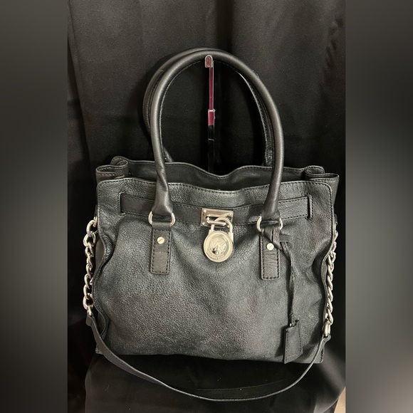 Micheal Kors Hamilton Tote/Satchel Navy W/Silver Hardware - Picture 1 of 16